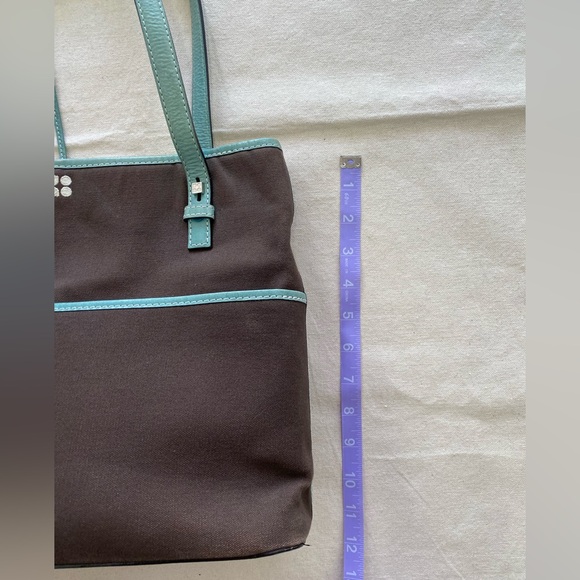 Kate Spade New York Brown Canvas Aqua Leather Casual Mini Tote Bag - Picture 12 of 15